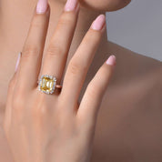EMERALD-CUT YELLOW CANARY RING